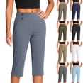 thumbnail image 1 of Nestiefly Capri Pants for Women High Waisted Straight Leg Stretch Lightweight Trousers Casual Work Golf Capris with Pockets Blue M, 1 of 7