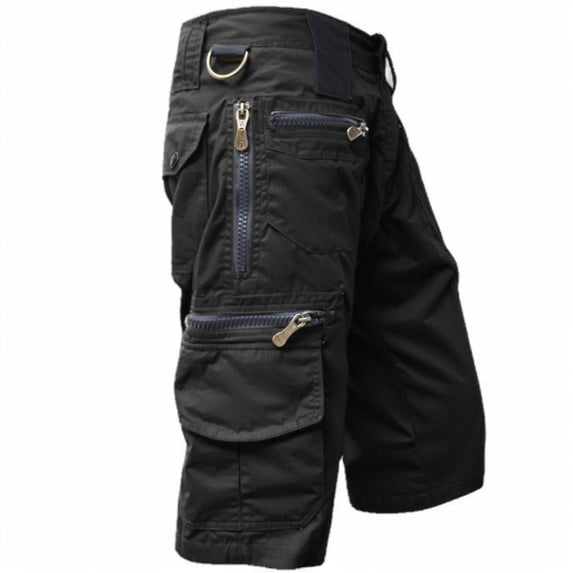 Nestiefly Cargo Shorts for Men Below Knee Lightweight Waterproof Long Shorts Quick Dry Work Bermuda Short Pants Multi Pockets Black 3XL