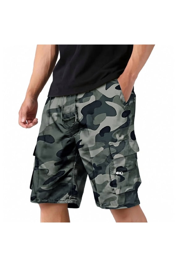 Cargo Shorts for Men Below The Knee Length Hiking Work Relaxed Fit Capri Tactical Shorts with Multi Pockets Camouflage 3XL