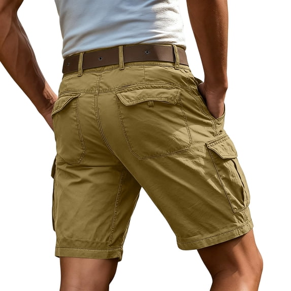 Nestiefly Cargo Shorts for Men Relaxed Fit Casual Comfy Work Hiking Lightweight Shorts with Pockets Travel Lounge Short Cargo Pants Khaki S