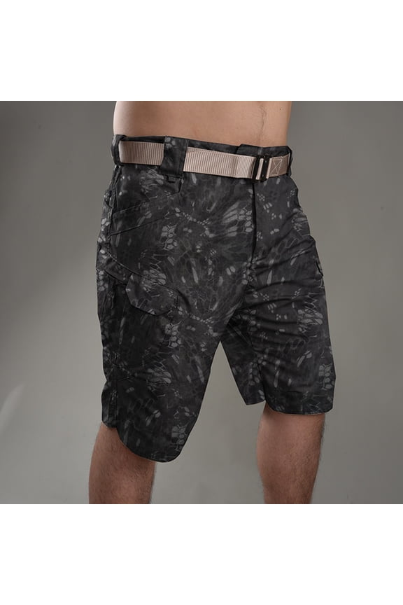 Cargo Shorts for Men Stretch Waist Work Tactical Shorts Lightweight Quick Dry Hiking Shorts with Pockets Snake Pattern M