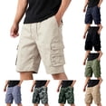 thumbnail image 1 of Nestiefly Cargo Shorts for Men Twill Knee Length Elastic Waist Athletic Shorts with Pockets Summer Casual Outdoor Hiking Short Navy 3XL, 1 of 5