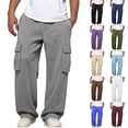 thumbnail image 1 of Nestiefly Cargo Sweatpants for Men Straight Wide Leg Baggy Pants High Rise Elastic Jogger Sweatpant Stretch Trouser with Pockets Purple XL, 1 of 9