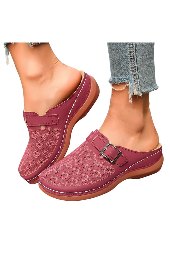 Clogs & Mules for Women, Leather Garden Shoes, Sandals, Comfortable Orthopaedic Sandals, Soft Beach Shoes, Leisure Summer Shoes, Lightweight, Comfortable Slides Purple 37