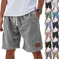 thumbnail image 1 of Nestiefly Cotton Linen Shorts Men Elastic Waist Knee Length Beach Shorts Lightweight Big and Tall Casual Short with Pockets Sky Blue M, 1 of 9