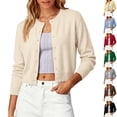 thumbnail image 1 of Nestiefly Cropped Cardigan Sweaters for Women Long Sleeve Crew Neck Open Front Jackets Y2K Fall Fashion Clothes 2026 Green XS, 1 of 6