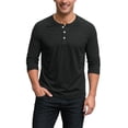 thumbnail image 1 of Nestiefly Fall Henley Shirts for Men Raglan 3/4 Sleeve Baseball T-Shirts Casual Cotton Sport Tee Tops 2026 Black L, 1 of 7