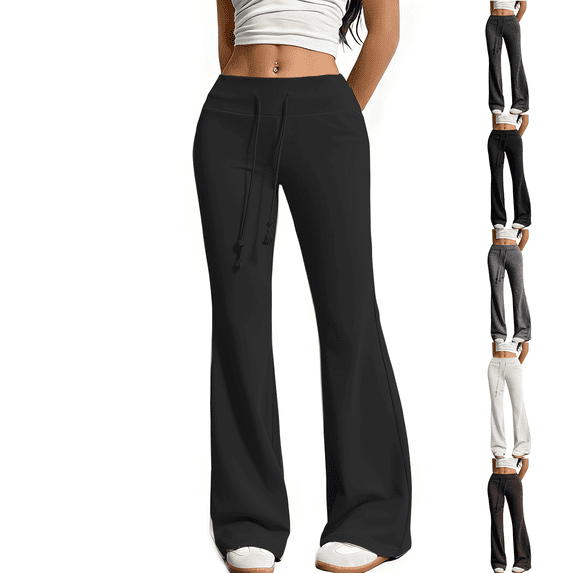 Nestiefly Flare Yoga Pants Women Soft Drawstring High Waist Lightweight Wide Leg Sweatpants 2026 Black L