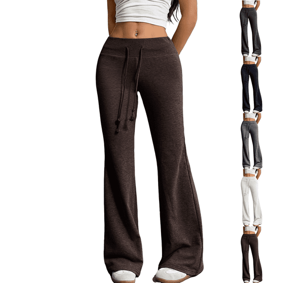 Nestiefly Flare Yoga Pants Women Soft Drawstring High Waist Lightweight Wide Leg Sweatpants 2026 Coffee S