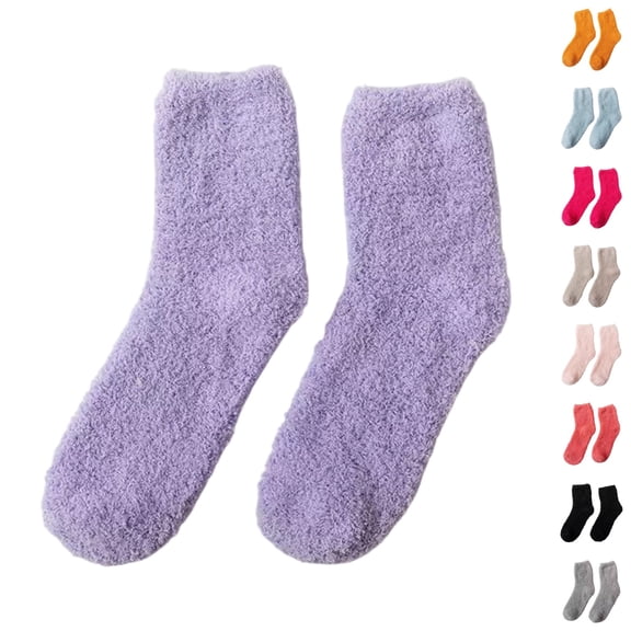 Nestiefly Fluffy Socks for Women Soft Home Slipper Socks Winter Fluffy Sleeping Sock Purple