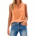 thumbnail image 1 of Nestiefly Gauze Tank Tops for Women V Neck Sleeveless Cotton Linen Tops Summer Dressy Casual Work Blouses Boho Top Orange 2XL, 1 of 6