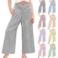 thumbnail image 1 of Nestiefly Girls' Gingham striped Pants Wide Leg High Waist Elastic Waist Casual Loose Trendy Beach Vacation Plaid Trousers with Pockets Pink 120, 1 of 8