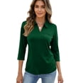 thumbnail image 1 of Nestiefly Golf Shirts for Women's Summer 3/4 Sleeve Wicking Tennis Polo Shirts Collared Shirt Casual Workout Tops Dark Green XXL, 1 of 7