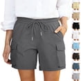 thumbnail image 1 of Nestiefly Hiking Shorts for Women High Waisted Pull On Cargo Casual Quick Dry Golf 7 Inch Inseam Mid Thigh Shorts with Pockets Royal Blue M, 1 of 9