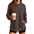 thumbnail image 1 of Nestiefly Hoodies for Women Oversized Thumb Hole Sweatshirts Pullover Top with Kangaroo Pocket Dark Gray L, 1 of 5