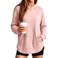 thumbnail image 1 of Nestiefly Hoodies for Women Oversized Thumb Hole Sweatshirts Pullover Top with Kangaroo Pocket Pink 3XL, 1 of 3