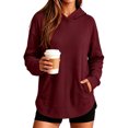 thumbnail image 1 of Nestiefly Hoodies for Women Oversized Thumb Hole Sweatshirts Pullover Top with Kangaroo Pocket Wine M, 1 of 3