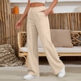 thumbnail image 1 of Nestiefly Linen Pants Women 2026 Summer Casual High Waist Straight Leg Trousers Lightweight Loose Plus Size Pant with Pockets Beige 2XL, 1 of 8