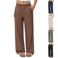 thumbnail image 1 of Nestiefly Linen Pants Women Wide Leg Palazzo Pants Flowy Elastic Waist Summer Beach Casual Trousers with Pockets 2026 Army Green M, 1 of 7