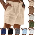 thumbnail image 1 of Nestiefly Men Linen Shorts Casual Summer Beach Shorts Loose Elastic Waist Drawstring Cargo Pants with Pockets 2026 Navy M, 1 of 4