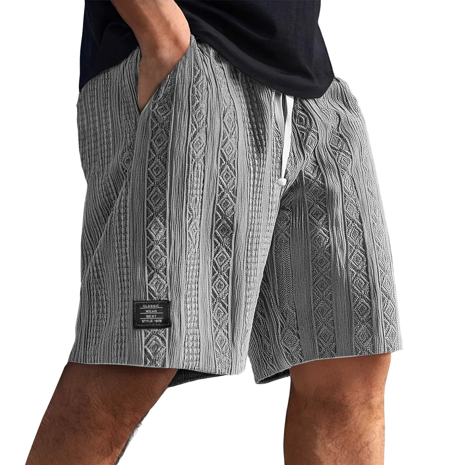 Nestiefly 7 Inch Mens Shorts Above Knee Elastic Waist Drawstring