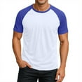 thumbnail image 1 of Nestiefly Men T-Shirt Pattern Crewneck Short Sleeve Cotton Gym T-Shirts Basic Raglan Sleeve Soft Golf Pullover Royal Blue XL, 1 of 6