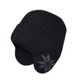 thumbnail image 1 of Nestiefly Men Women Winter Fleece Line Beanie Hats with Earflap Outdoor Cycling Warm Cap Black, 1 of 4