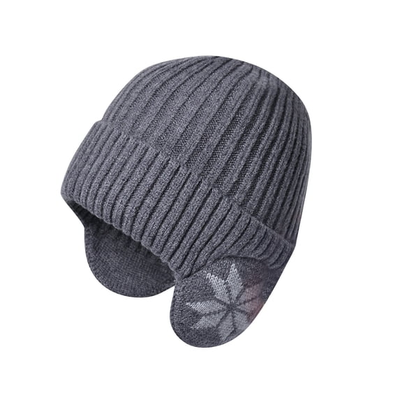 Nestiefly Men Women Winter Fleece Line Beanie Hats with Earflap Outdoor Cycling Warm Cap Dark Gray