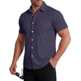 thumbnail image 1 of Nestiefly Men Wrinkle Free Quick Dry Shirts 2026 Summer Button Short Sleeve Casual Button Down Work Hiking Dress Shirts Purple M, 1 of 4