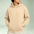 thumbnail image 1 of Nestiefly Men's Athletic Hoodies Fleece Plain Pullover Comfort Oversized Streetwear Fall Travel Drop Shoulder Sweatshirt Khaki S, 1 of 5