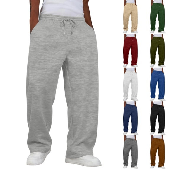 Nestiefly Men's Baggy Sweatpants Wide Leg Elastic Drawstring Waist Pants Casual Lounge Joggers Athletic Pants with Pockets Dark Blue 2XL