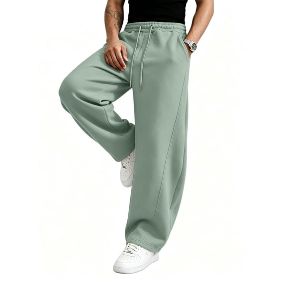 Nestiefly Men's Baggy Sweatpants Wide Leg Sweat Pants Fleece Lounge Cotton Loose Elastic Drawstring Waist Pants with Pockets 2026 Mint Green 2XL
