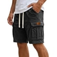 thumbnail image 1 of Nestiefly Men's Cargo Shorts - Cotton Elastic Waistb Drawstring Big & Tall Relaxed Fit Workout Athletic SweatShorts with Pockets Black XL, 1 of 3