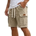 thumbnail image 1 of Nestiefly Men's Cargo Shorts - Cotton Elastic Waistb Drawstring Big & Tall Relaxed Fit Workout Athletic SweatShorts with Pockets Khaki M, 1 of 3