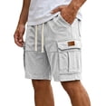 thumbnail image 1 of Nestiefly Men's Cargo Shorts - Cotton Elastic Waistb Drawstring Big & Tall Relaxed Fit Workout Athletic SweatShorts with Pockets White 3XL, 1 of 3