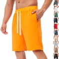 thumbnail image 1 of Nestiefly Men's Casual Classic Shorts Athletic Cotton Sweat Elastic Waist Drawstring Shorts with Drawstring Beige L, 1 of 5