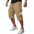 thumbnail image 1 of Nestiefly Men's Casual Drawstring Capri Cargo Pants, New 3/4 Knee Length Shorts, Stretch Elastic Summer Loose Fit Earthy Yellow 3XL, 1 of 4