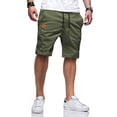 thumbnail image 1 of Nestiefly Men's Casual Shorts Cotton Linen Elastic Waist Drawstring Shorts Lightweight Summer Beach Shorts with Pockets Army Green XL, 1 of 4
