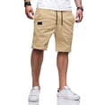 thumbnail image 1 of Nestiefly Men's Casual Shorts Cotton Linen Elastic Waist Drawstring Shorts Lightweight Summer Beach Shorts with Pockets Khaki 3XL, 1 of 9