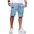 thumbnail image 1 of Nestiefly Men's Casual Shorts Cotton Linen Elastic Waist Drawstring Shorts Lightweight Summer Beach Shorts with Pockets Light Blue 2XL, 1 of 4