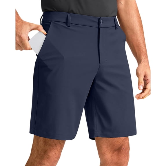 Nestiefly Men's Causal Short Golf Dress Shorts Multiple Pockets Stretch Lightweight Work Athletic Short Zip Black M