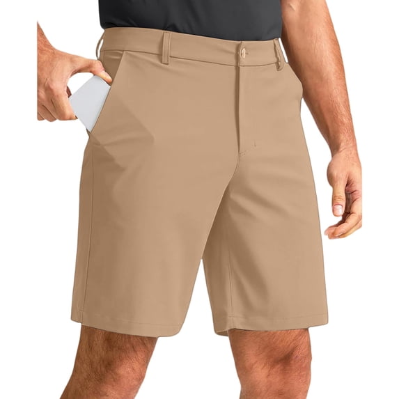Nestiefly Men's Causal Short Golf Dress Shorts Multiple Pockets Stretch Lightweight Work Athletic Short Zip Khaki S
