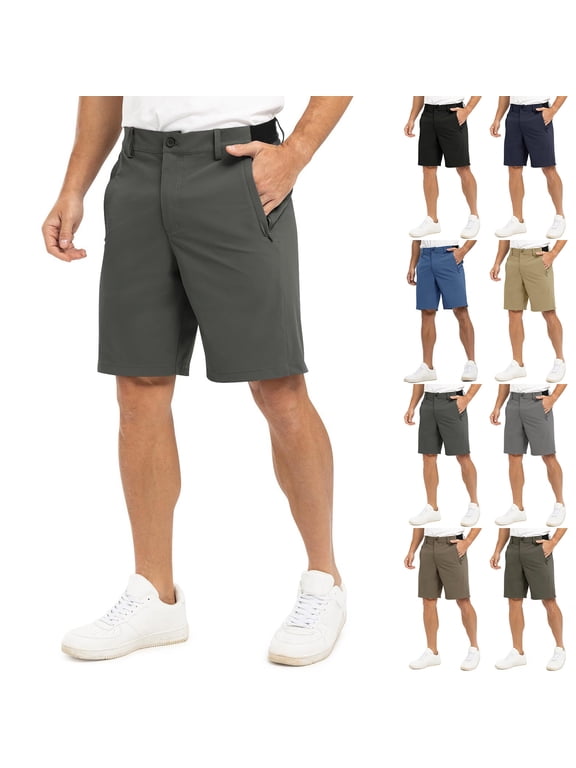 Men's Classic Fit Golf Shorts with Pockets Stretch Dress & Casual Business Quick-Dry, Lightweight Comfort Fit Dark Gray 3XL