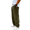 thumbnail image 1 of Nestiefly Men's Corduroy Pants Wide Leg Straight Sweatpants Elastic Waist Drawstring Casual Loose Fit Trousers Plus Size Clothes Dark Green 2XL, 1 of 7