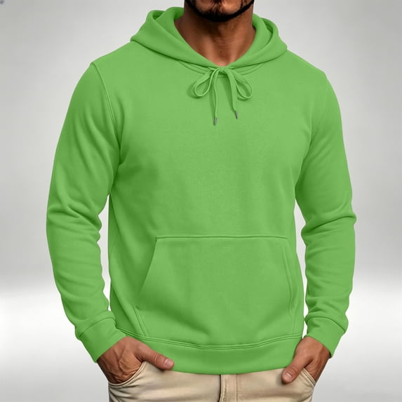 Nestiefly Men's Fleece Hoodie Long Sleeve Hooded Sweatshirt Casual Fall Basic Drawstring Pullover Hoodie With Pocket Green 2XL