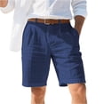 thumbnail image 1 of Nestiefly Men's Golf Dress Shorts Casual Cotton Linen Button Elastic Waist Summer Beach Golf Shorts with Multi-Pocket Navy XL, 1 of 3