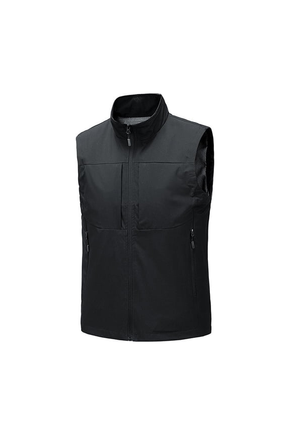 Men's Lightweight Vest Sleeveless Outdoor Work Jacket for Travel Hiking Running Black M