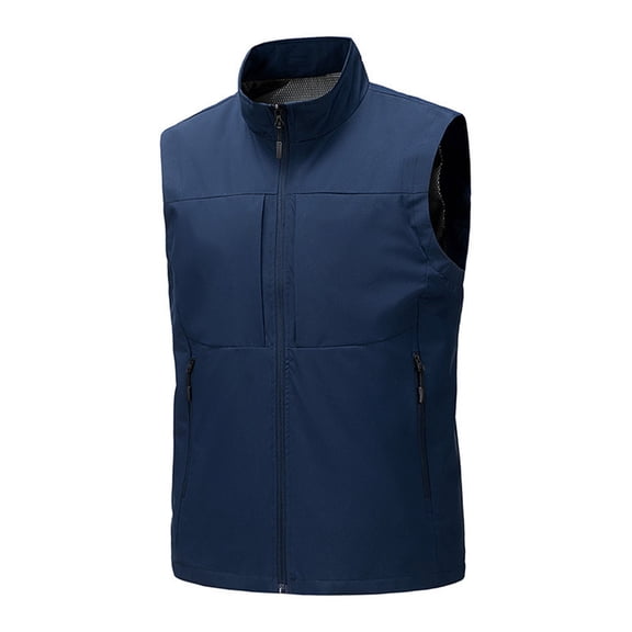 Nestiefly Men's Lightweight Vest Sleeveless Outdoor Work Jacket for Travel Hiking Running Dark Blue L