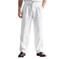 thumbnail image 1 of Nestiefly Men's Linen Straight Fit Trousers Dressy Lightweight Classic Pleated Beach Pants with Belt Loops 2026 White XL, 1 of 9
