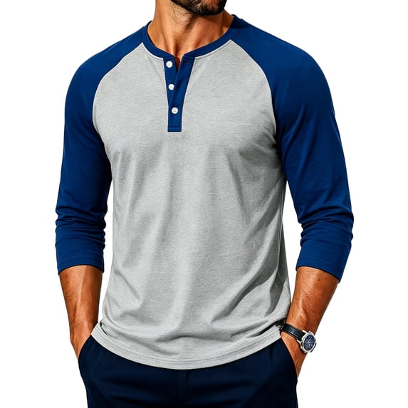 Nestiefly Men's Long Sleeve Henley Shirts with 3-Button Basic Tops | Moisture Wicking, Lightweight Casual 2026 Gray 3XL